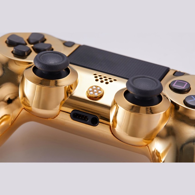Lux DualShock 4 Controller for PS4 in 24k yellow gold and diamonds by Brikk
